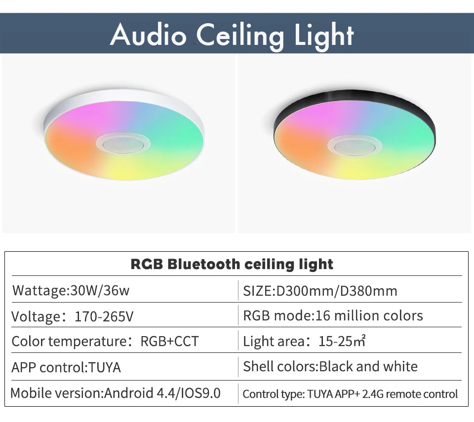 Smart RGB LED Ceiling Light with Bluetooth Speaker