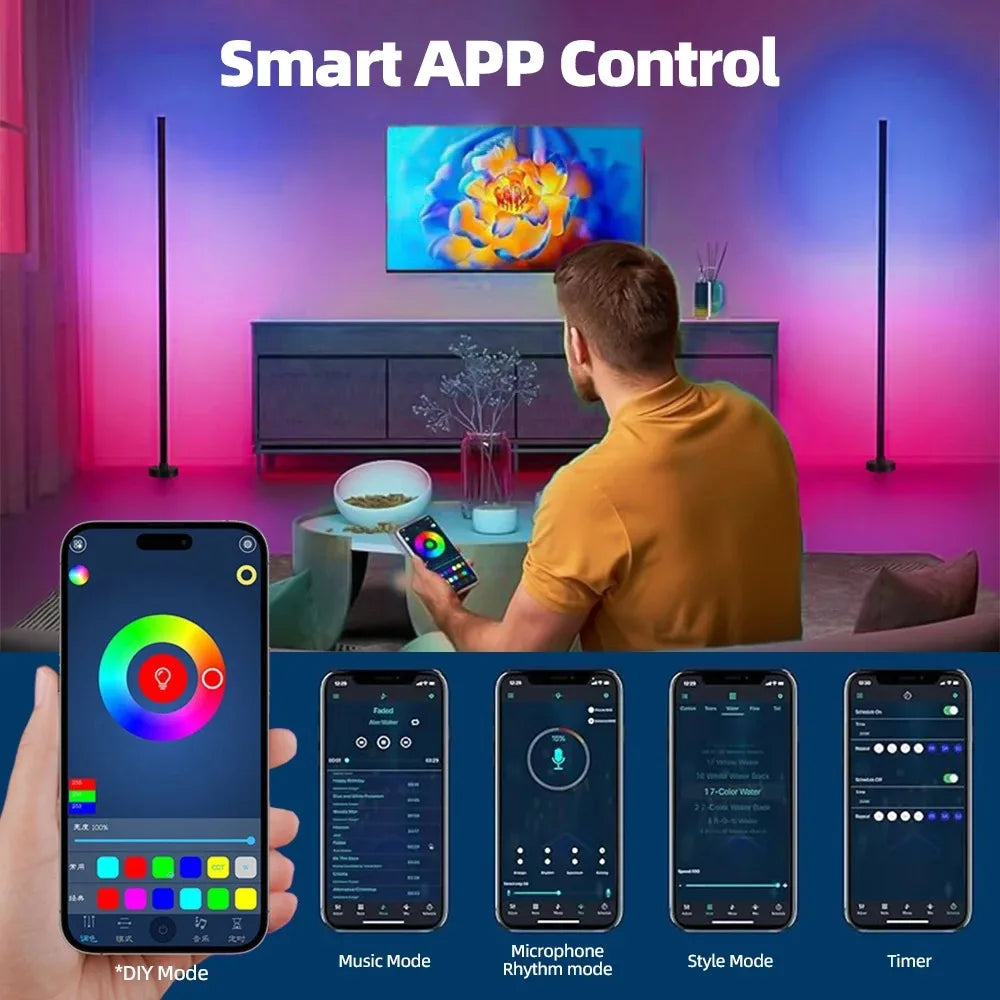 Smart RGB LED Floor Lamp with Music Sync and App Control