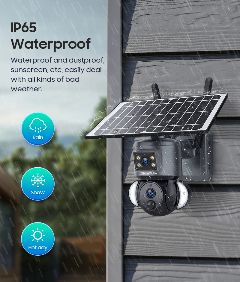 SHIWOJIA Advanced 4K Solar-Powered Outdoor Security Camera with Dual Lens