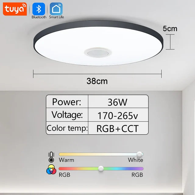 Smart RGB LED Ceiling Light with Bluetooth Speaker