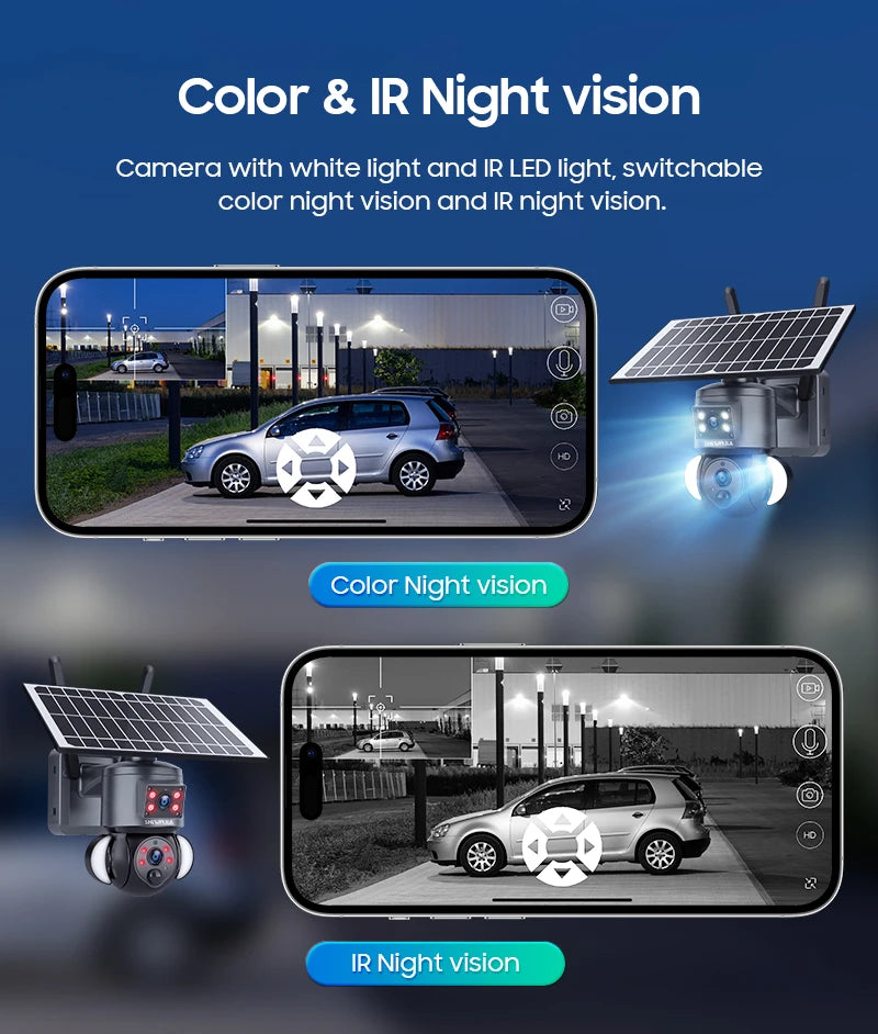 SHIWOJIA Advanced 4K Solar-Powered Outdoor Security Camera with Dual Lens