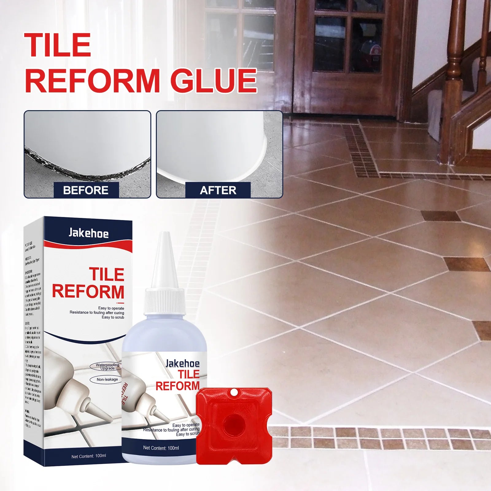 100ml Waterproof Tile Adhesive - Kitchen & Bathroom Floor Repair Filler