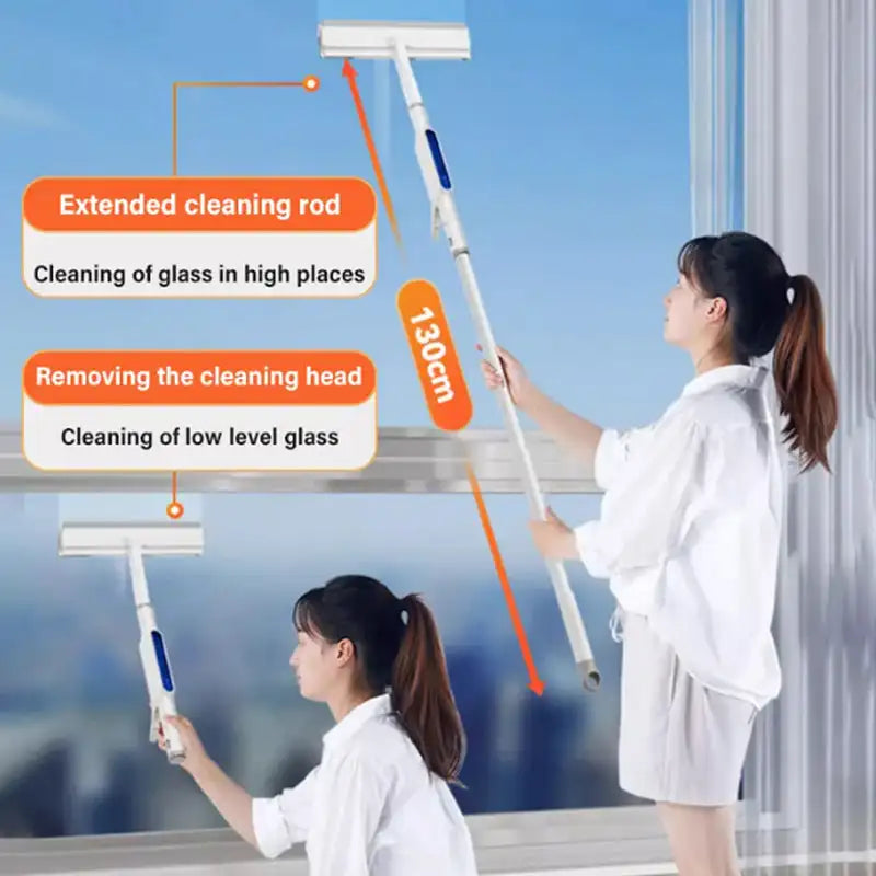 Double-Sided Spray Window Cleaner | Glass Cleaning Brush with Window Washing Brush