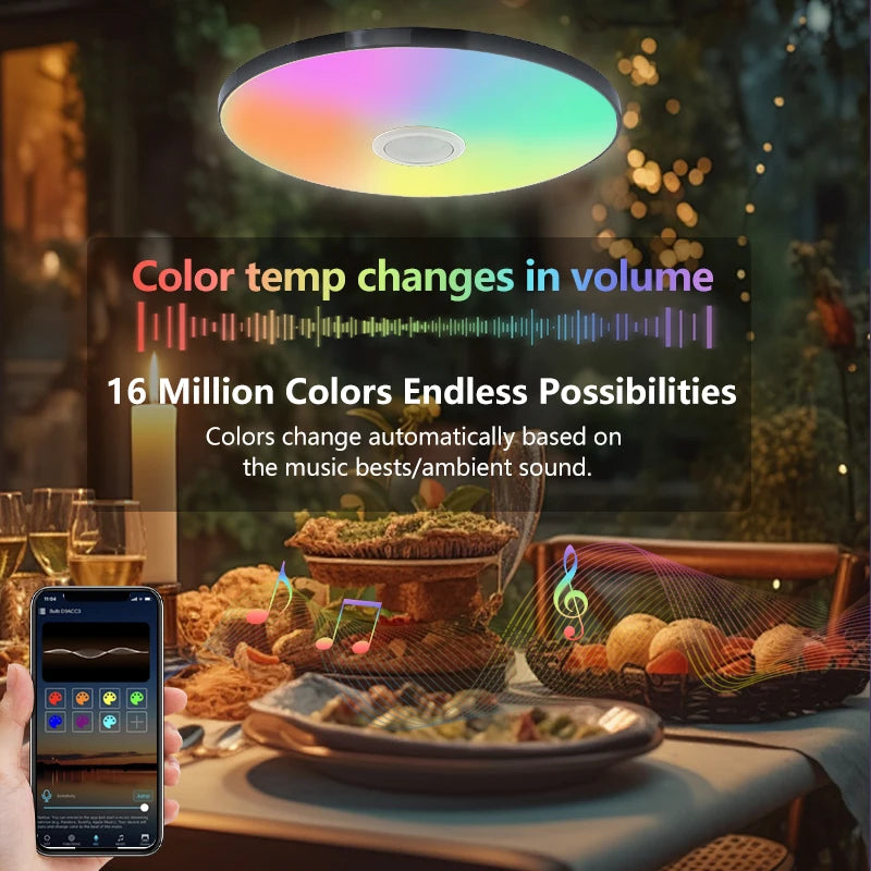 Smart RGB LED Ceiling Light with Bluetooth Speaker