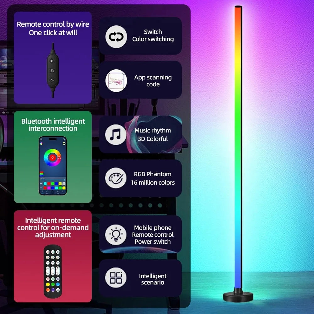 Smart RGB LED Floor Lamp with Music Sync and App Control