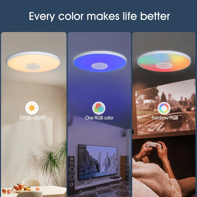 Smart RGB LED Ceiling Light with Bluetooth Speaker