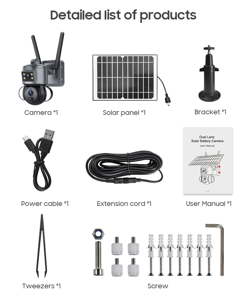 SHIWOJIA Advanced 4K Solar-Powered Outdoor Security Camera with Dual Lens