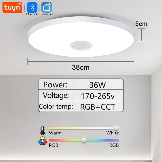 Smart RGB LED Ceiling Light with Bluetooth Speaker